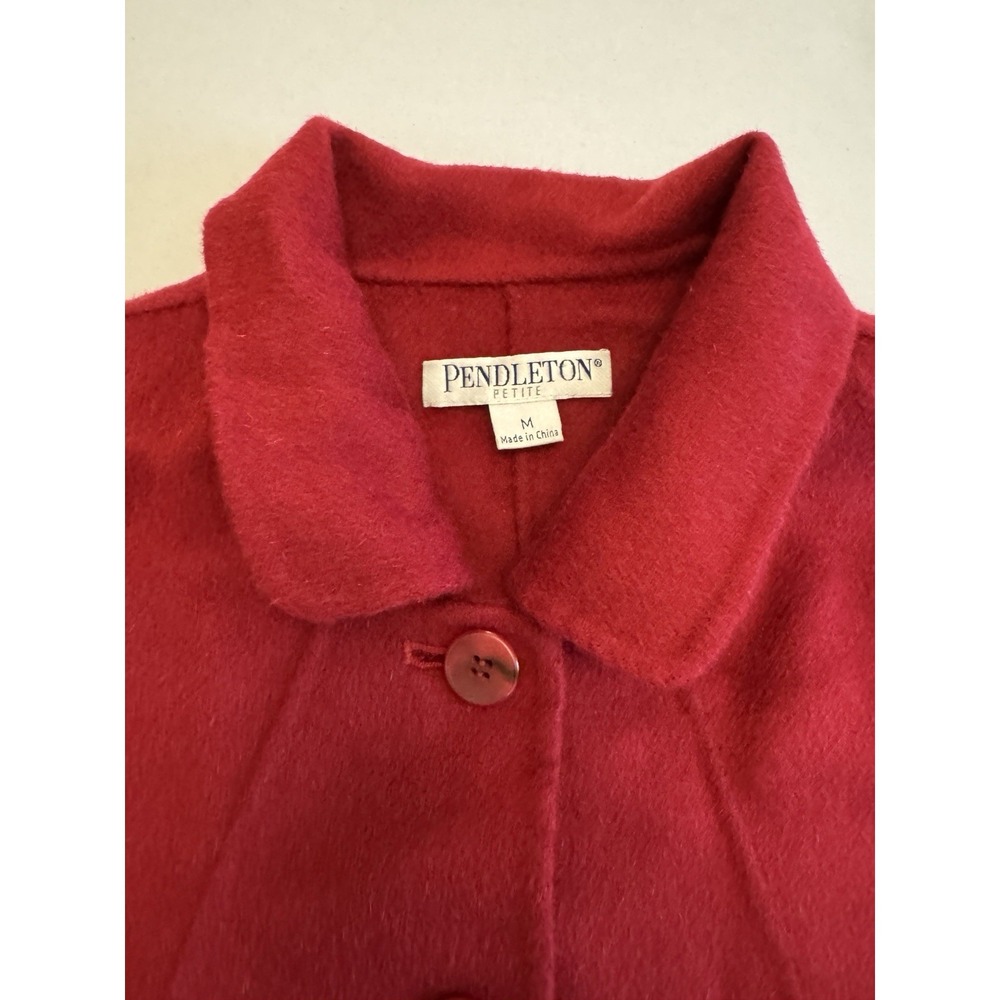 Pendleton Merino Wool Blazer Jacket Size Medium Ruby RED Soft Petite Women - Picture 3 of 5